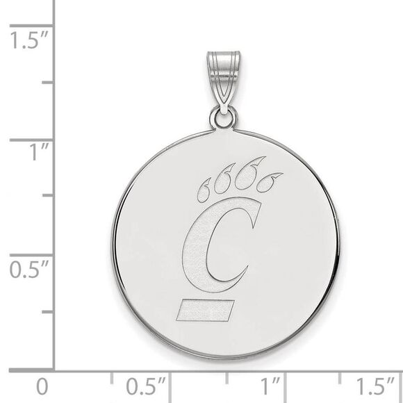 10k White Gold U of Cincinnati XL Logo Disc Pendant - Picture 2 of 4